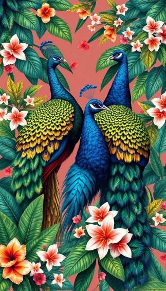 Wallpaper With Peacocks