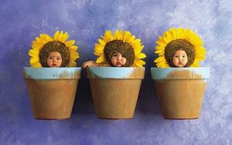 Cute Baby Flower Pot Wallpaper Full HD