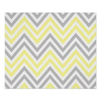 Zigzag Chevron Stripes White Yellow Gray Posters