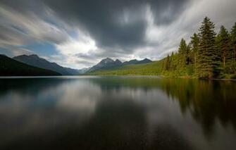 Wallpaper Glacier National Park Bowman Lake Long Exposure Image
