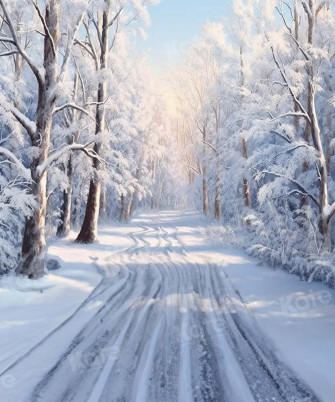 Kate Winter Outside Snow Frosted World Path Backdrop For Photography