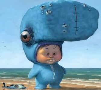 Cartoon Funny Cute Child Hippo Behemoth Hippopotamus