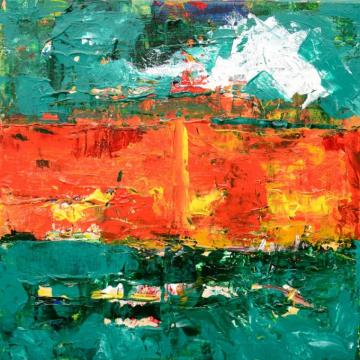 Orange And Green Abstract Painting Photo Art Image