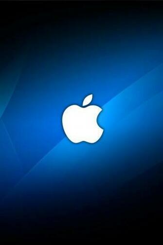 White Apple Logo With Blue Abstract Background Wallpaper iPhone