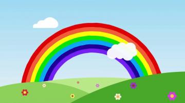 Rainbow With Some Clouds Over The Flowers Hills Space For