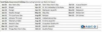 Calendar By Month With Holidays Tamil Nadu Government