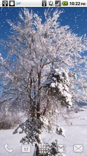 With This Nice Winter Scene Falling Snow As Live Wallpaper