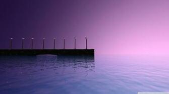Purple Sky Pier Landscape Wallpaper