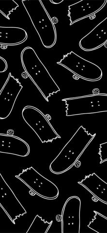 Broken Skateboard Doodle Black Wallpaper Sk8 Cool