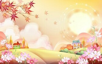 Pink Cartoon Nature Wallpaper