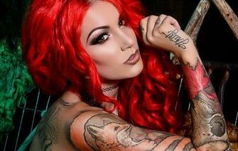 Wallpaper Girl Model Cervena Fox Makeup Look Red Fire
