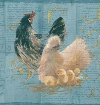 Blue Hens Rooster Wallpaper Border Rustic Philadelphia