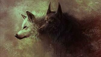 Black And White Wolves Wallpaper Artistic