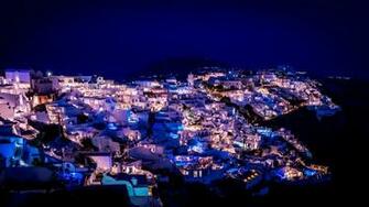Wallpaper Santorini Greece Night City