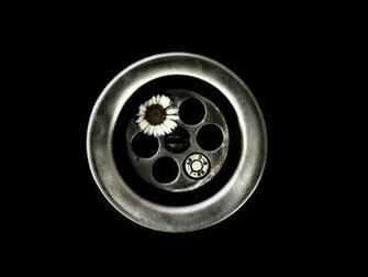 Black Background Flowers Screw Circle Metal Drains