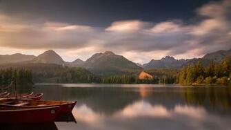 Landscapes Nature Boats Lakes National Park Reflections Slovakia