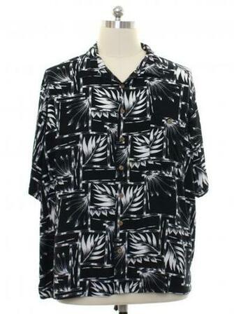 Hawaiian Shirt 90s Puritan Mens Black And White Background