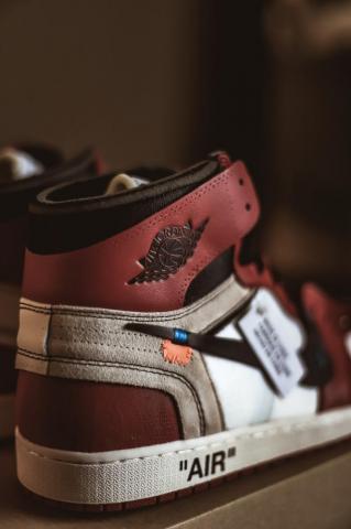 Pair Of Red And White Air Jordan S Photo Shoes Image On