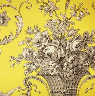 Biltmore Wallpaper An Elegant Toile In Black On Yellow