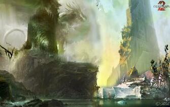 Wallpaper Art Landscape Dragon City Desktop