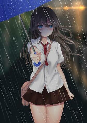 HD Wallpaper Anime Blue Eyes Blushing Tsundere Looking At