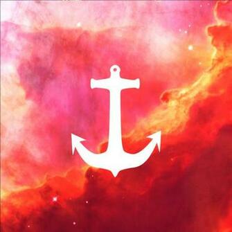 Galaxy Nebula Pink Retro White Nautical Anchor Art Print By Girly