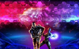 Liara T Soni And Commander Shepard Mass Effect Wallpaper Game