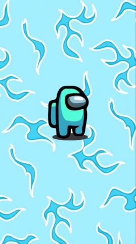 Among Us Cyan Flame Wallpaper Papeis De Parede Azuis Pap Is