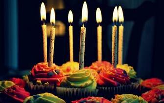 Colored Muffins Celebration Stars Cake BirtHDay Candles Fire Flame