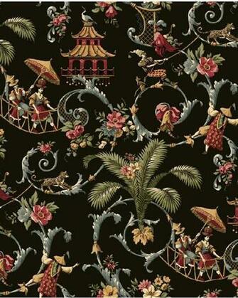 Classics Black Mandarin Prose Toile Wallpaper Totalwallcovering
