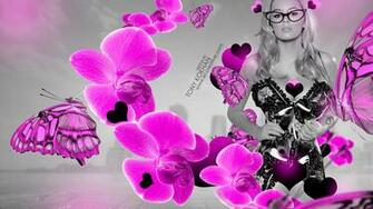 Sexy Girl Pink Neon Fantasy Butterfly Flowers HD Wallpaper