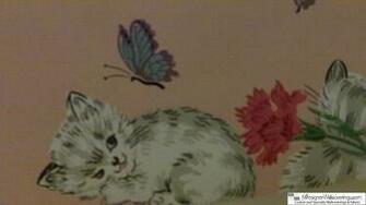 Vintage Kittens And Butterflies Dig Designer Wallcoverings