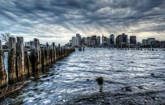 Wallpaper Boston City Rain