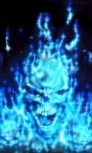 Bigger Blue Flame Skull Live Wallpape For Android Screenshot