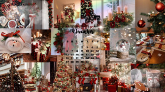 Christmas Collage With Calendar Wallpaper