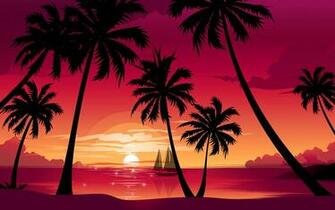 Palm Trees Wallpaper Tags Nature Beach Sea Boat Sun Sunset