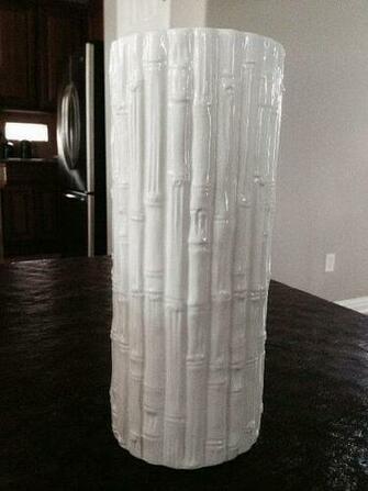 Vintage Ceramic Faux Bamboo White Vase By Swansonlanehome I