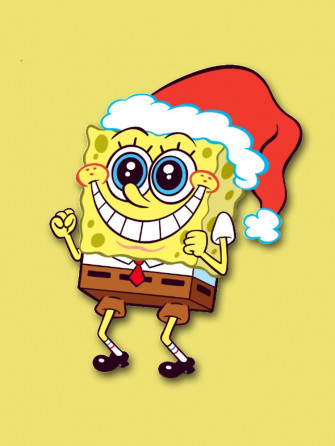 Spongebob Christmas Sticker Kids T Shirt By Grace Cop