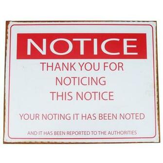Notice The Tin Sign Buy Now