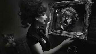 Scary Reflection In The Mirror Wallpaper Digital Art