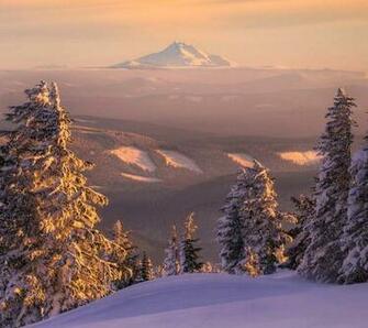 Landscape Scene Scenery Snow Winter Sunglow Warm Golden Wallpaper
