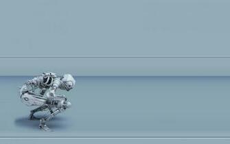 Blue Robot Gray Grey Crouch Desktop Wanted Wallpaper