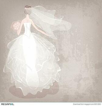 Bride In Wedding Dress On Grungy Background Illustration