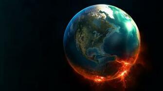 Wallpaper Panda Playing Space Earth Fire Monitors