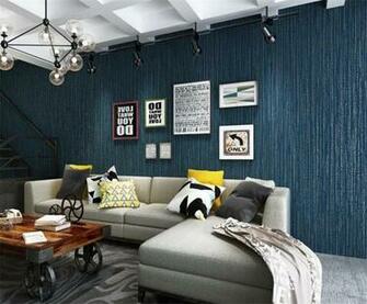 Non Woven Wallpaper Simple Solid Color Retro Cement Gray Dark