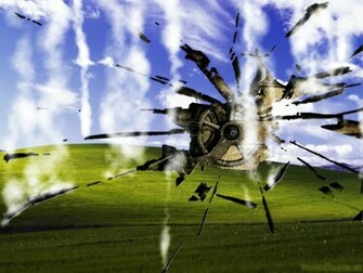 Broken Screen Wallpaper Of Windows Showing Inner Part Monitor