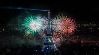 Eiffel Tower Paris Night Fireworks Wallpaper HD