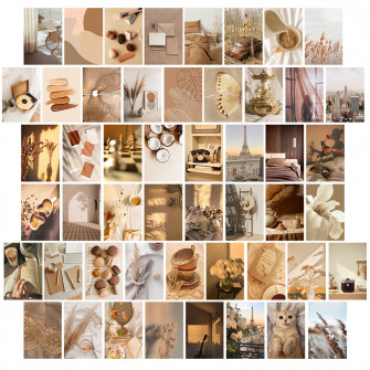 50pcs Boho Art Collage Wall Kit Warm Sunshine Aesthetic Photos