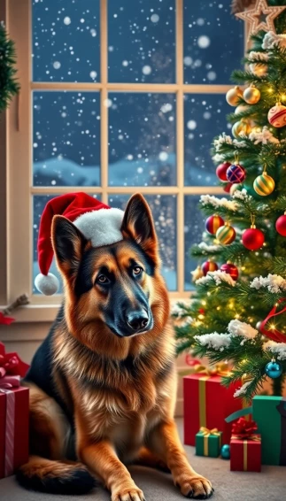 Christmas German Shepherd Wallpaper