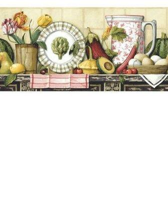 Wallpaper Kitchen Bath Resources Country Still Life Border Cr061205b